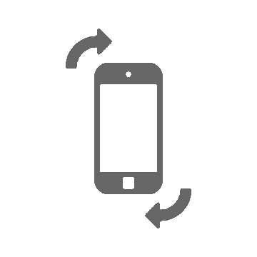 Animation, der viser en smartphone, som vender sig ned på siden, så den ligger vandret. (Også kaldet "landscape mode".)